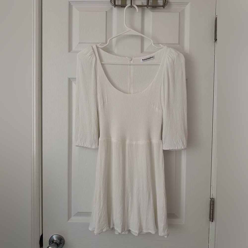 Reformation White Mini Dress with Chic Design - Picture 3 of 8